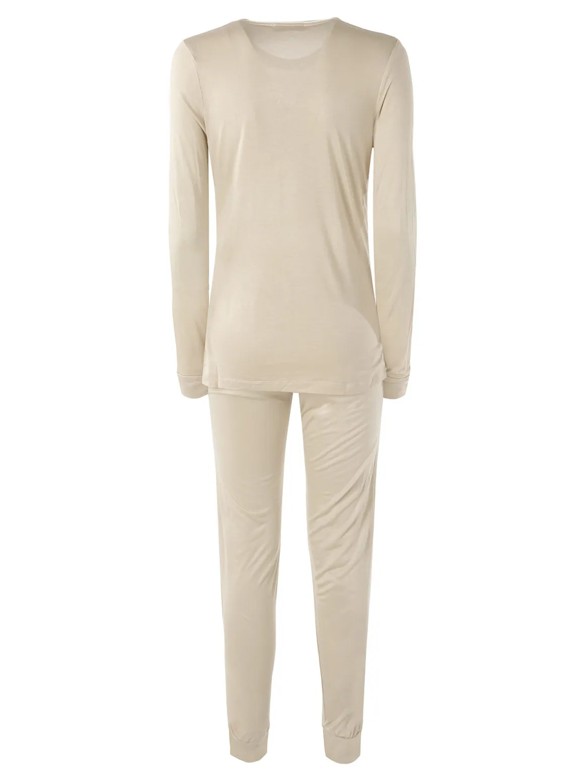 Laura Biagiotti Pigiama lungo da donna in cotone naturale con pantaloni a stampe - sabbia