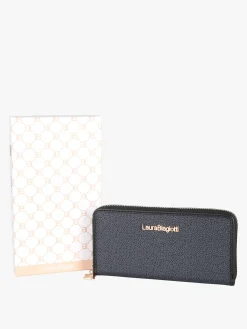 Laura Biagiotti Portafoglio donna in ecopelle con zip - nero