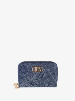Laura Biagiotti Portafoglio da donna effetto jeans con doppia tasca - blu scuro