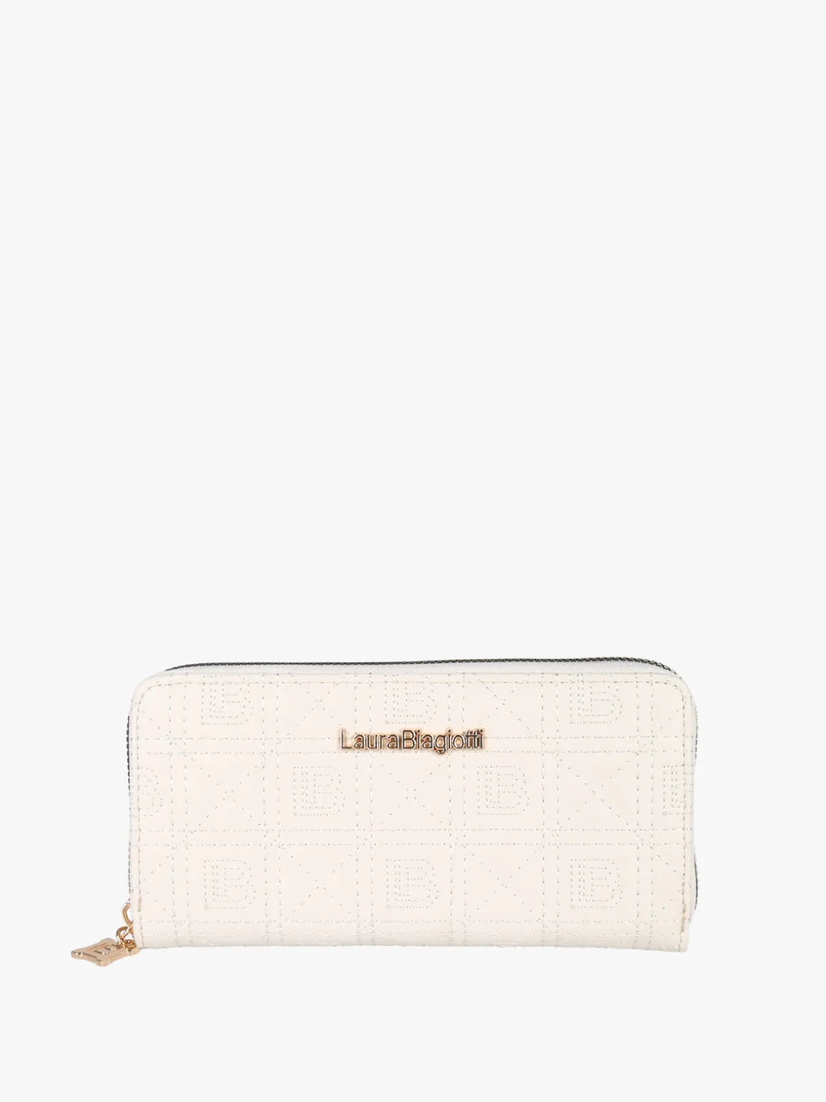 Laura Biagiotti Portafoglio donna in ecopelle con zip - panna