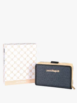 Laura Biagiotti Portafoglio mini da donna zip e logo - sabbia