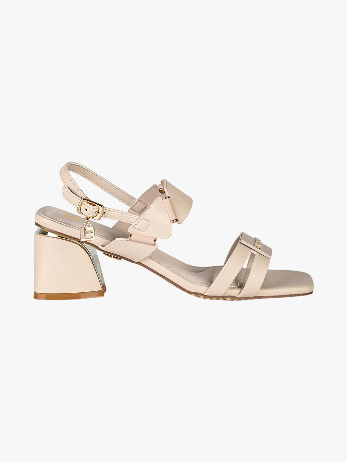 Laura Biagiotti Sandali donna con tacco largo e cinturino alla caviglia con fibbia - beige