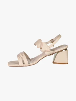 Laura Biagiotti Sandali donna con tacco largo e cinturino alla caviglia con fibbia - beige