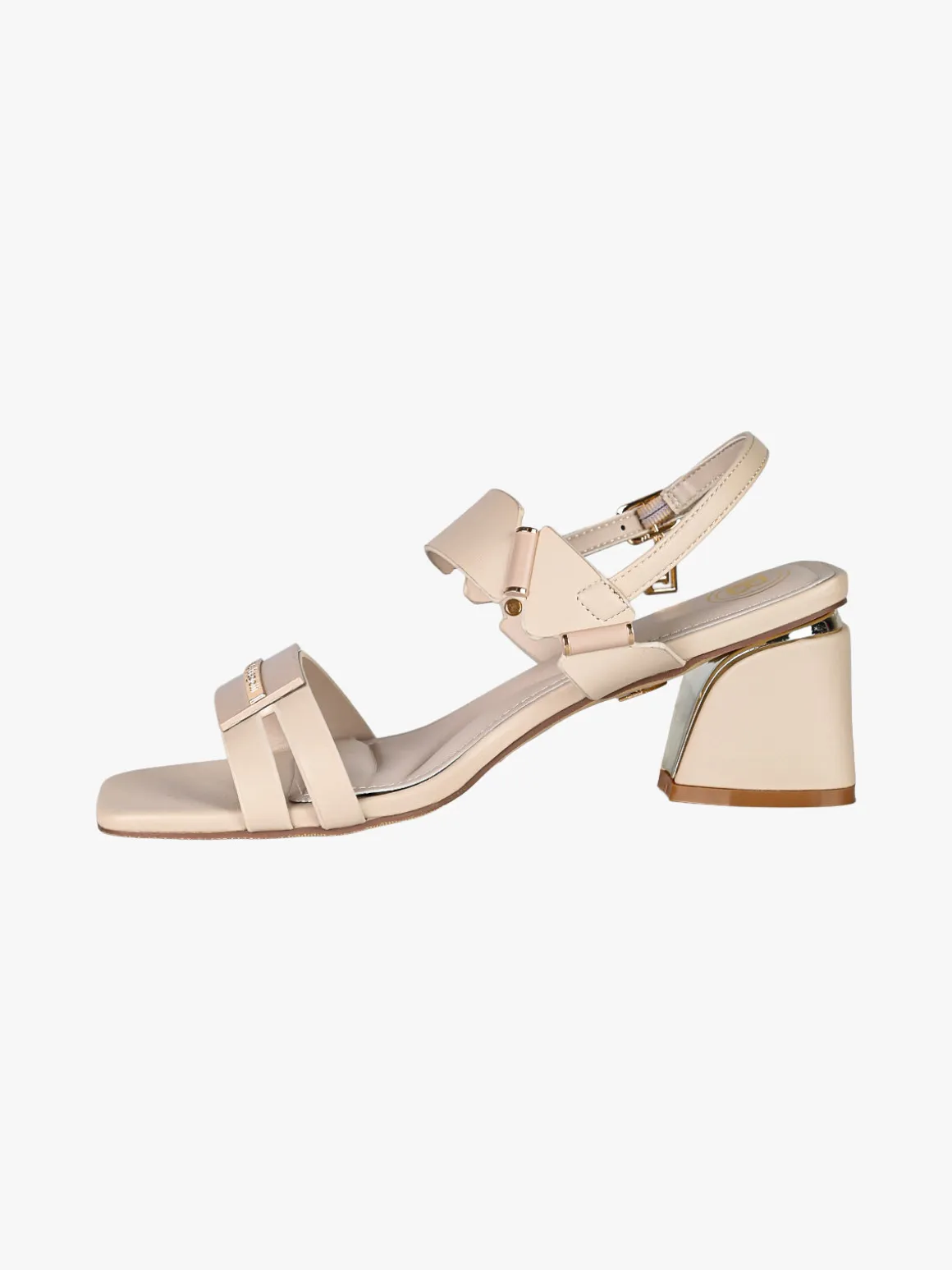 Laura Biagiotti Sandali donna con tacco largo e cinturino alla caviglia con fibbia - beige