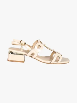 Laura Biagiotti Sandali donna in vernice con tacco basso - beige
