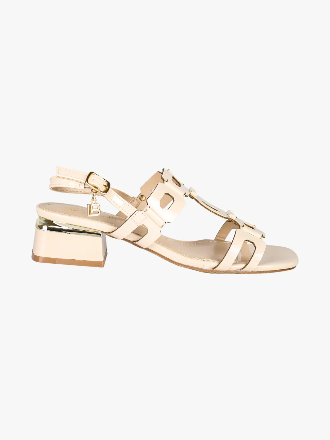 Laura Biagiotti Sandali donna in vernice con tacco basso - beige