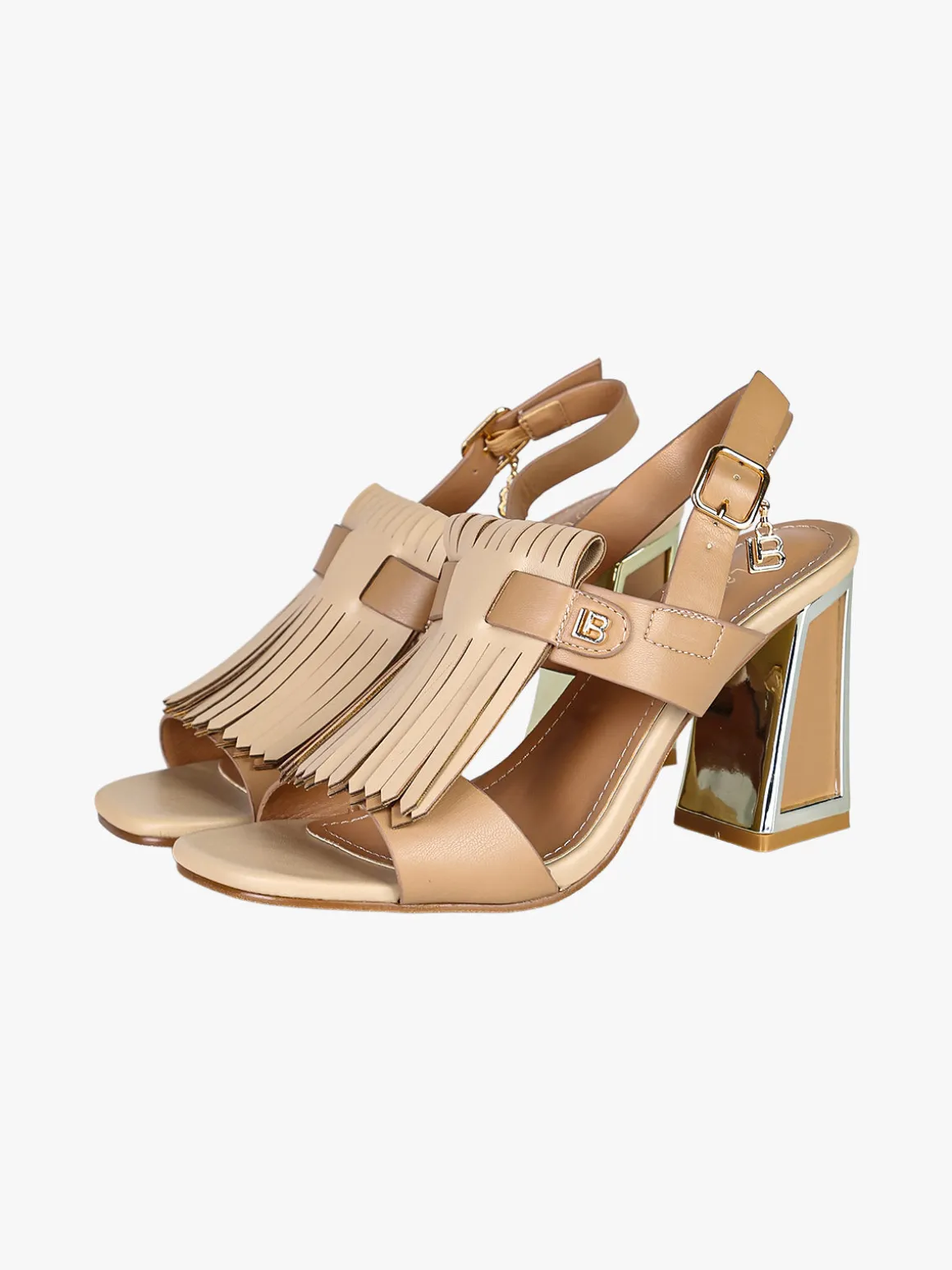 Laura Biagiotti Sandali donna con nappine e tacco a trapezio - sabbia