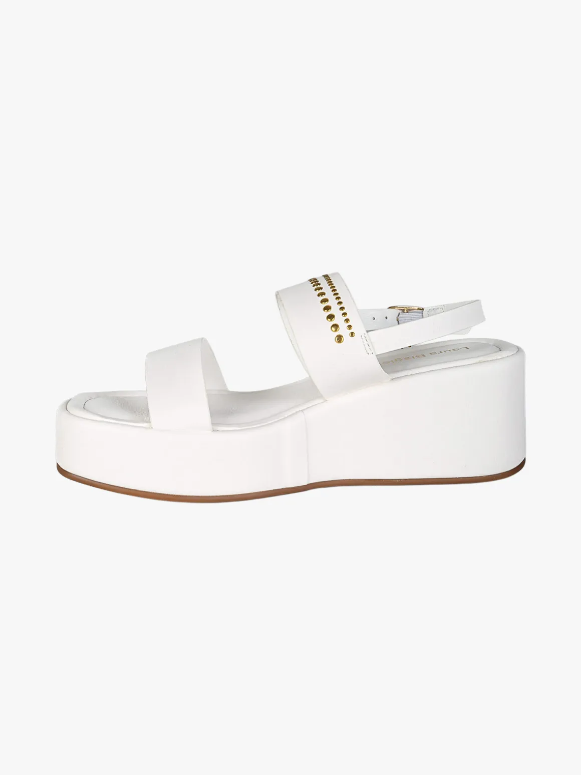 Laura Biagiotti Sandali donna con dettaglio borchie e zeppa con plateau - bianco