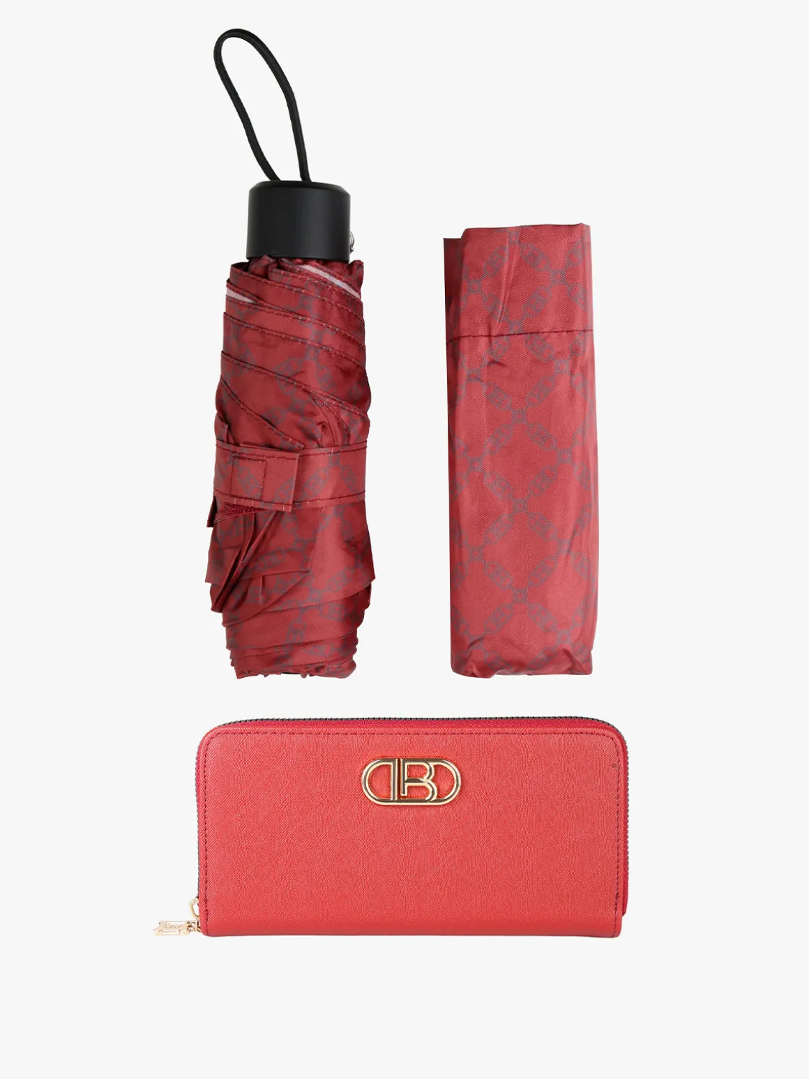 Laura Biagiotti Set regalo donna con portafoglio e ombrello da borsa - rosso
