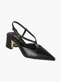 Laura Biagiotti Slingback donna a punta con tacco largo e cinturini a V - nero