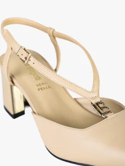 Laura Biagiotti Slingback donna a punta con tacco largo e cinturini a V - beige