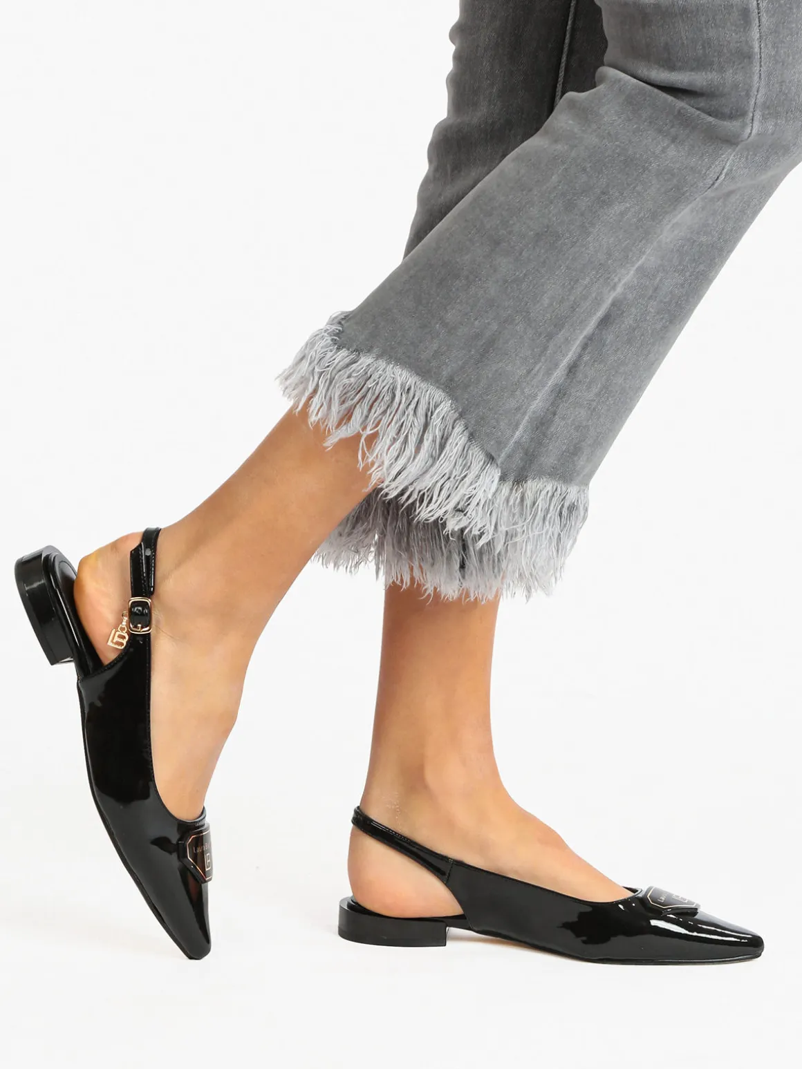 Laura Biagiotti Slingback donna in vernice con cinturino alla caviglia con fibbia
