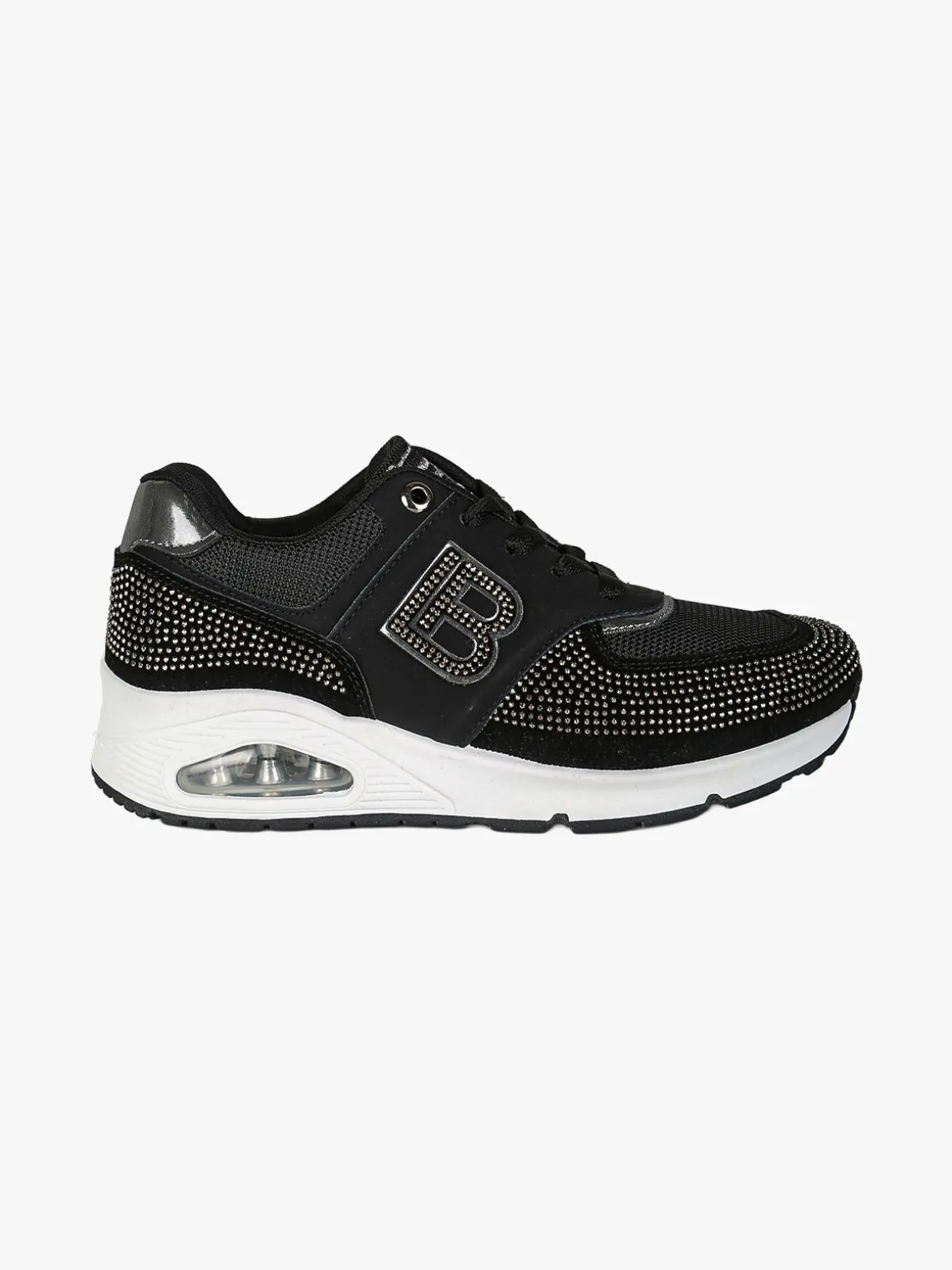Laura Biagiotti Sneakers donna con micro borchie e zeppa con air - nero