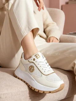 Laura Biagiotti Sneakers donna stringate con platform - beige