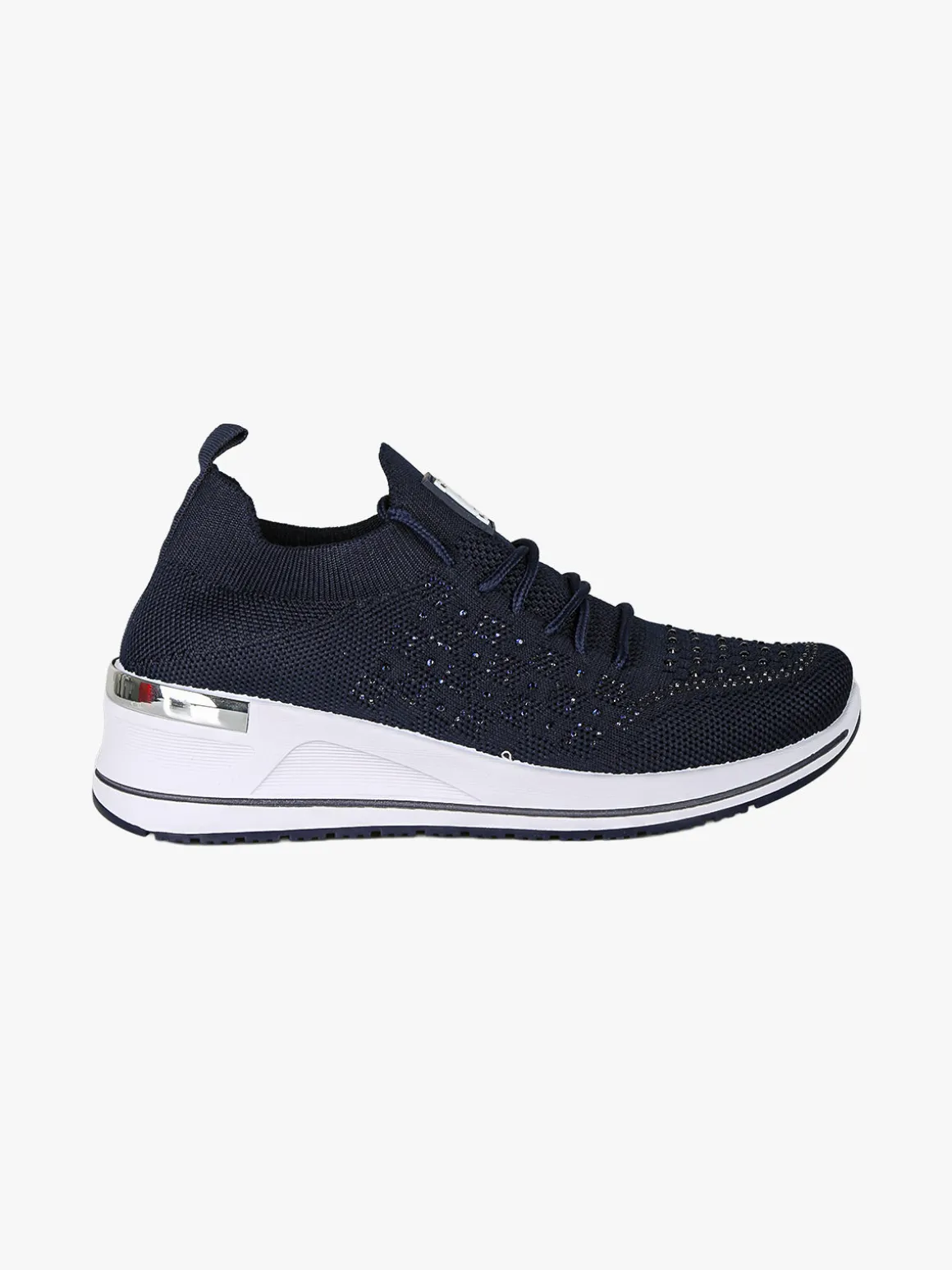 Laura Biagiotti Sneakers donna con strass e zeppa - blu scuro