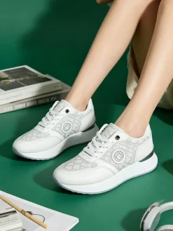 Laura Biagiotti Sneakers donna con strass e zeppa - nero