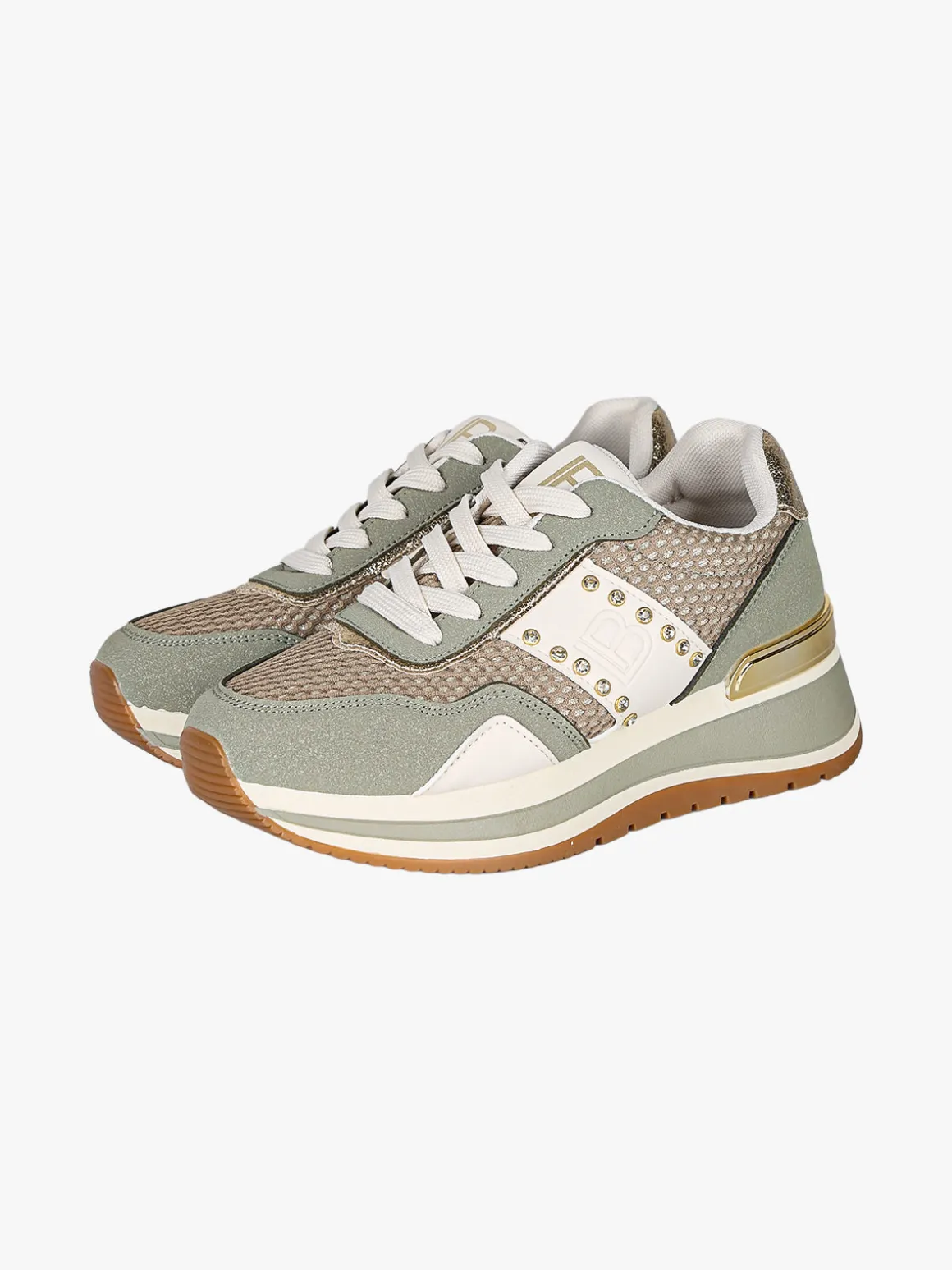 Laura Biagiotti Sneakers donna con paltform e strass - oliva