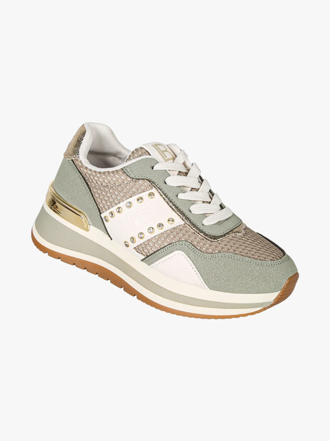 Laura Biagiotti Sneakers donna con paltform e strass - oliva