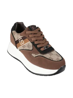 Laura Biagiotti Sneakers donna con zeppa e strass - beige