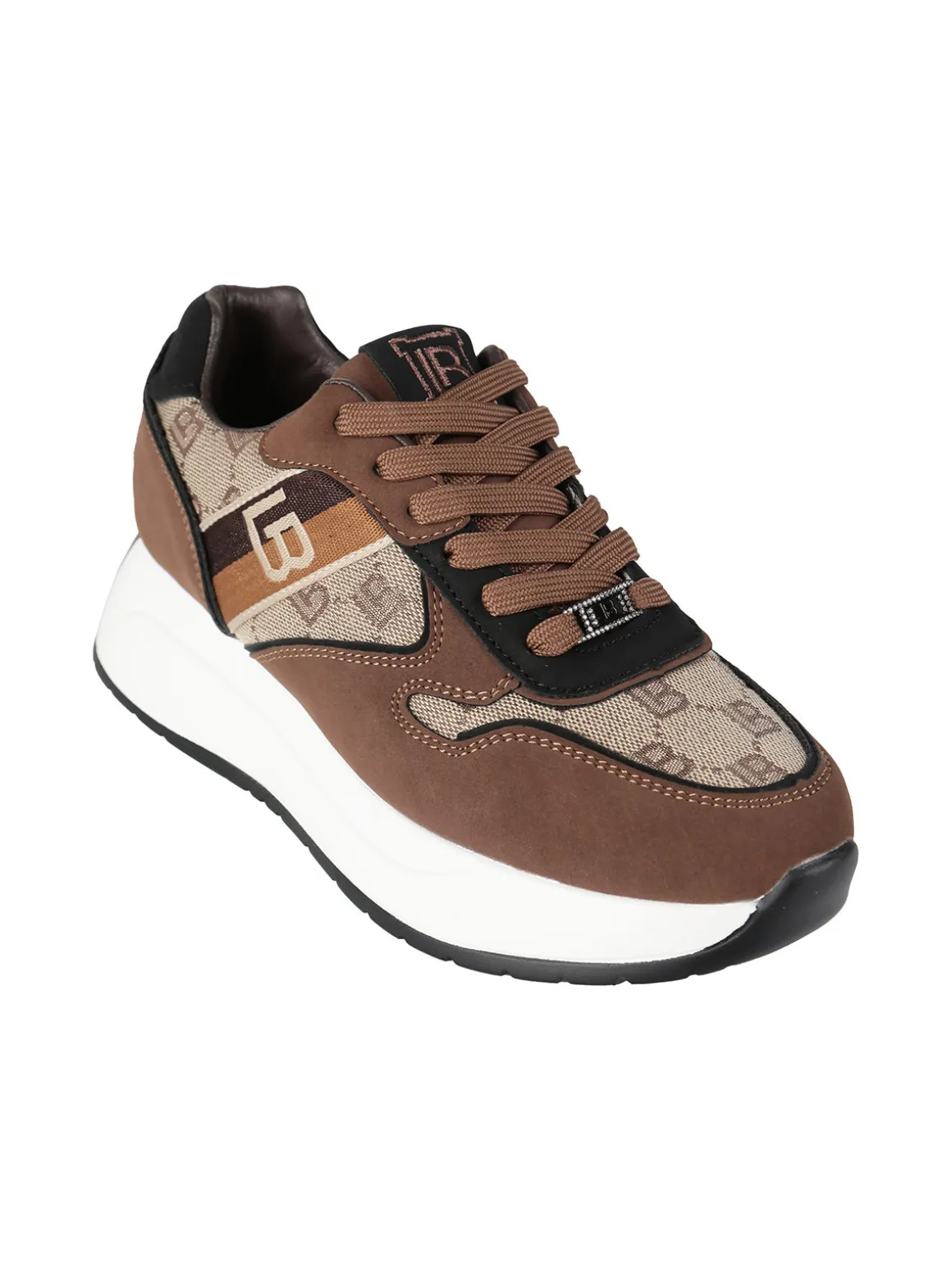 Laura Biagiotti Sneakers donna con zeppa e strass - beige