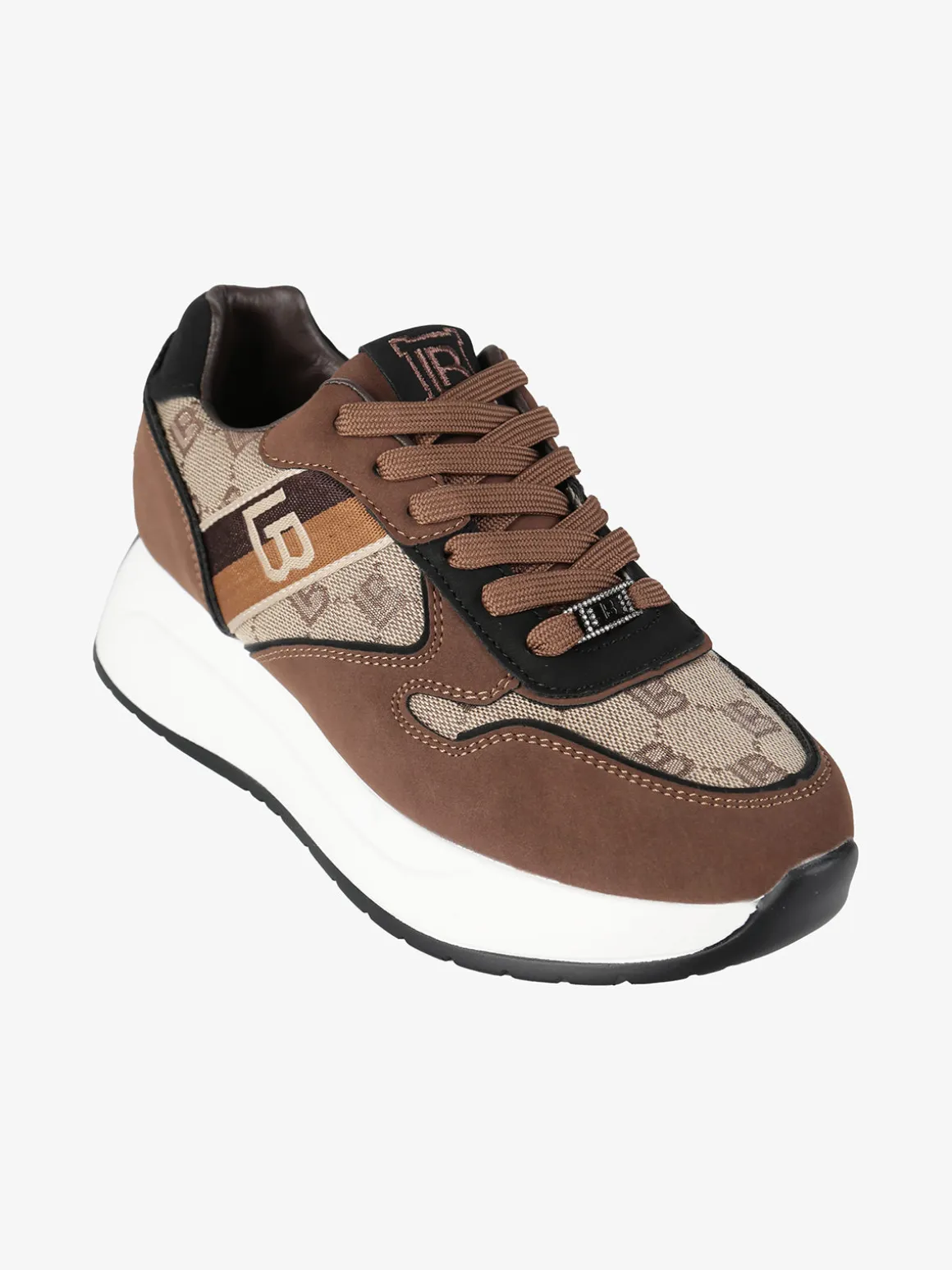 Laura Biagiotti Sneakers donna con zeppa e strass - beige