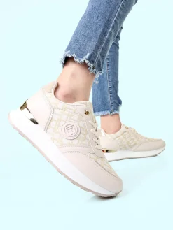 Laura Biagiotti Sneakers donna stringate con platform - beige