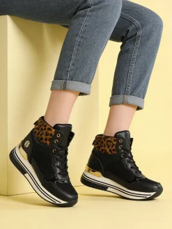 Laura Biagiotti Sneakers donna alte con platform e interno in ecopelo - nero