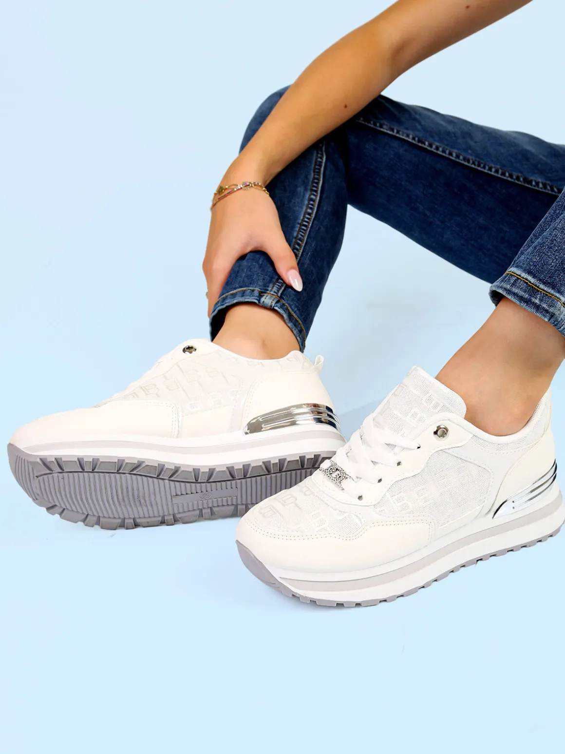 Laura Biagiotti Sneakers donna stringate con platform - bianco