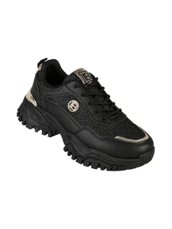 Laura Biagiotti Sneakers donna sportive lurex con suola alta - nero