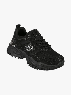Laura Biagiotti Sneakers donna con strass e suola alta - nero