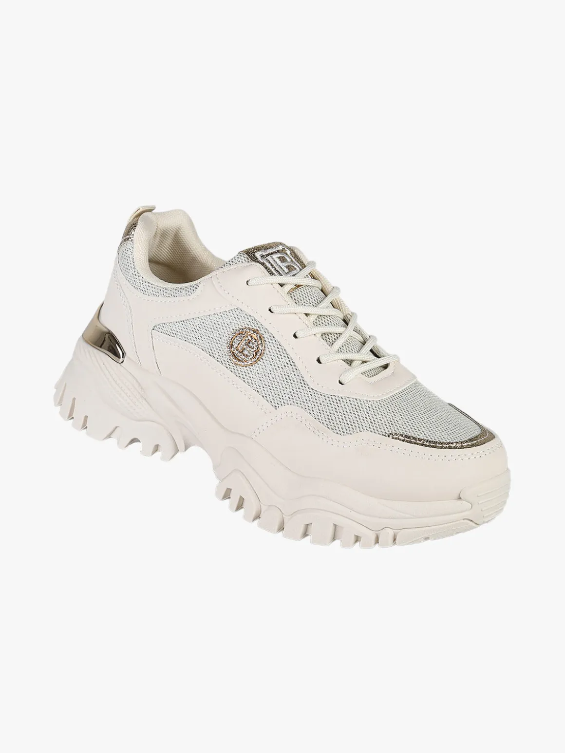 Laura Biagiotti Sneakers donna sportive lurex con suola alta - beige