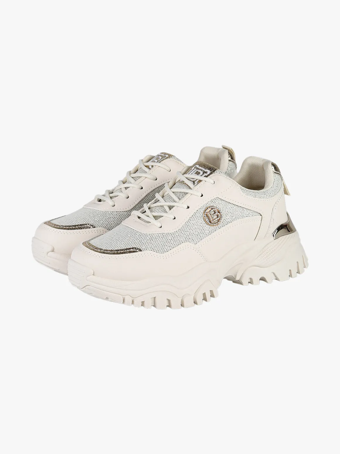 Laura Biagiotti Sneakers donna sportive lurex con suola alta - beige