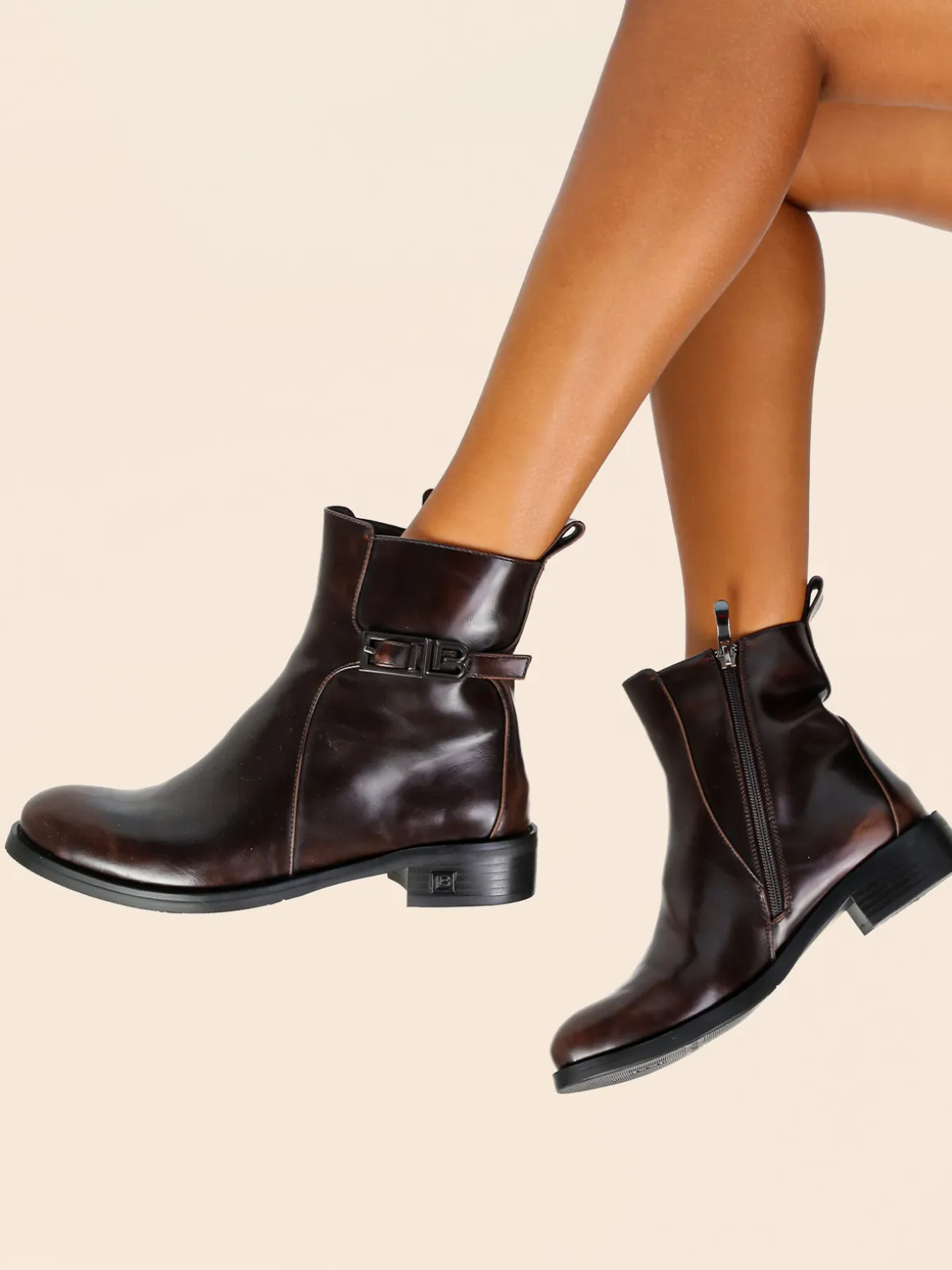 Laura Biagiotti Stivaletti donna minimal bassi con zip - moro