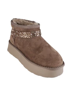Laura Biagiotti Stivaletti donna in tessuto scamosciato con strass e platform