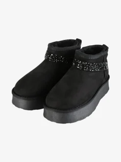 Laura Biagiotti Stivaletti donna in tessuto scamosciato con strass e platform