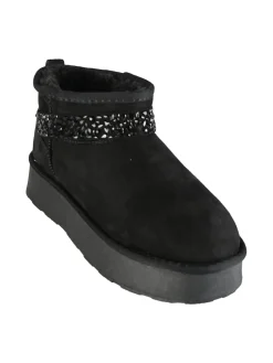 Laura Biagiotti Stivaletti donna in tessuto scamosciato con strass e platform