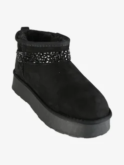 Laura Biagiotti Stivaletti donna in tessuto scamosciato con strass e platform