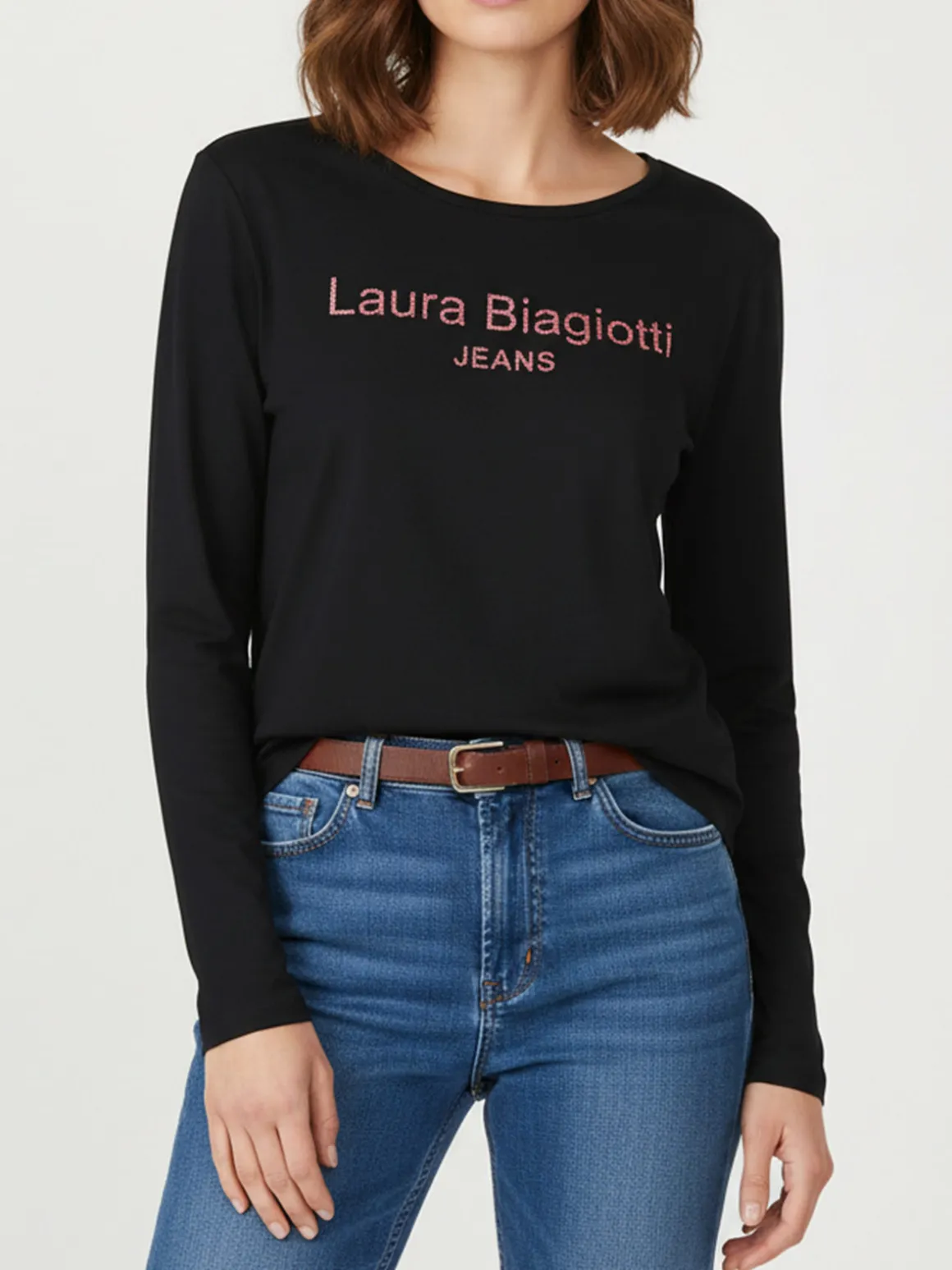 Laura Biagiotti T-shirt donna a maniche lunghe con strass