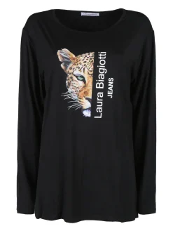 Laura Biagiotti T-shirt donna a maniche lunghe con stampa ghepardo