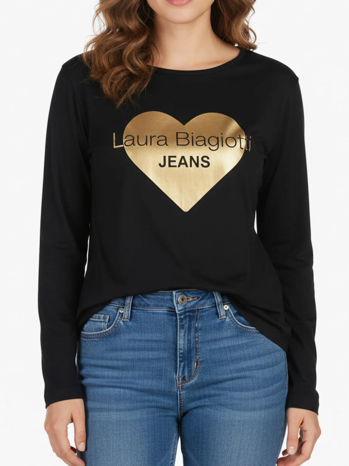 Laura Biagiotti T-shirt donna a maniche lunghe con stampa cuore