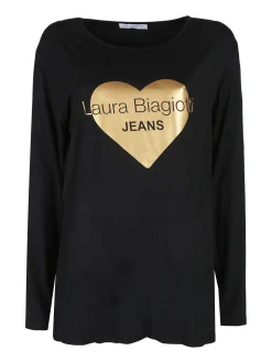 Laura Biagiotti T-shirt donna a maniche lunghe con stampa cuore