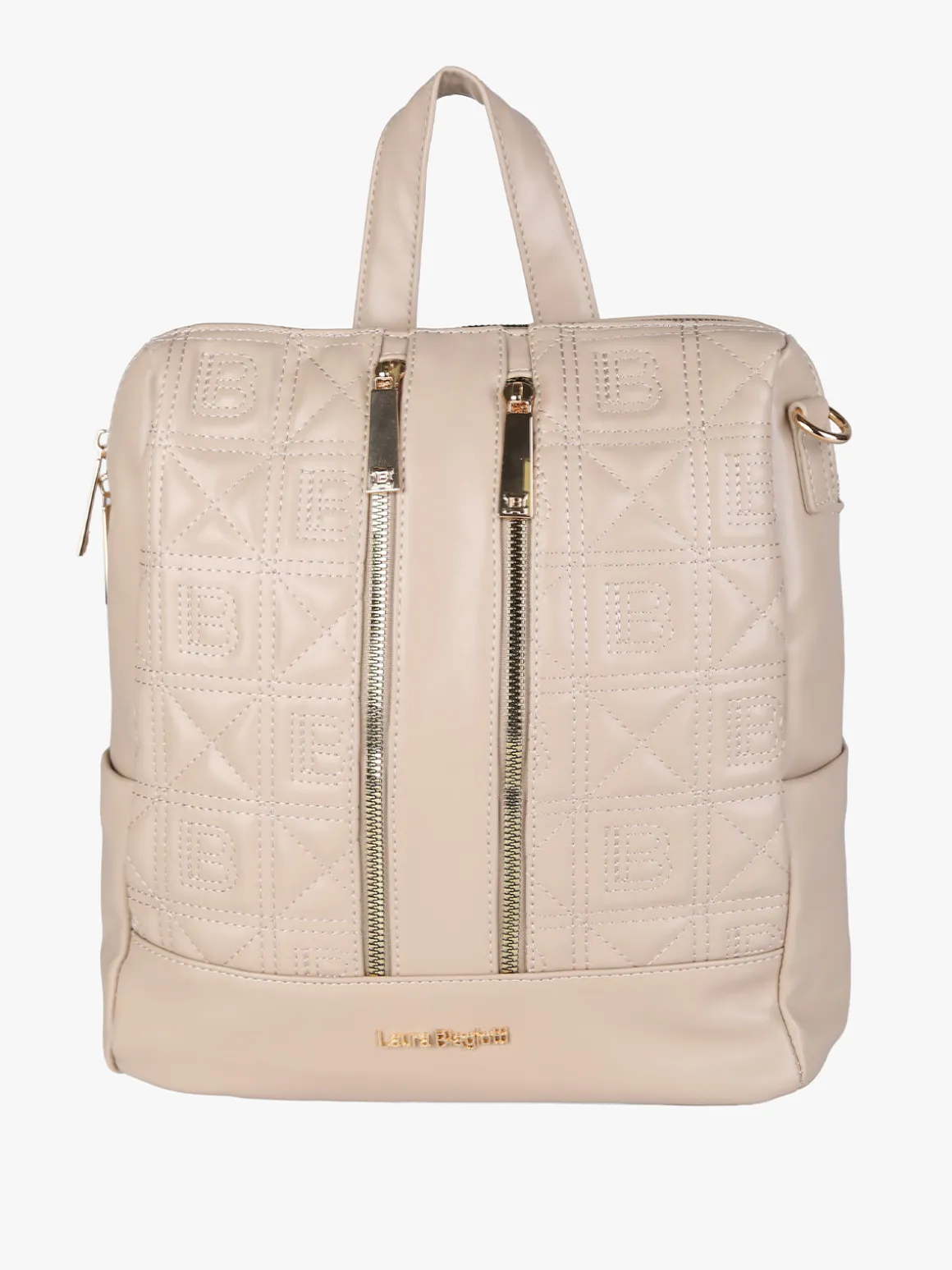 Laura Biagiotti Zaino donna in ecopelle con monogramma - naturale
