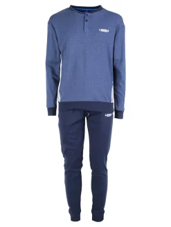 Legea Pigiama lungo da uomo in misto cotone interlock - jeans