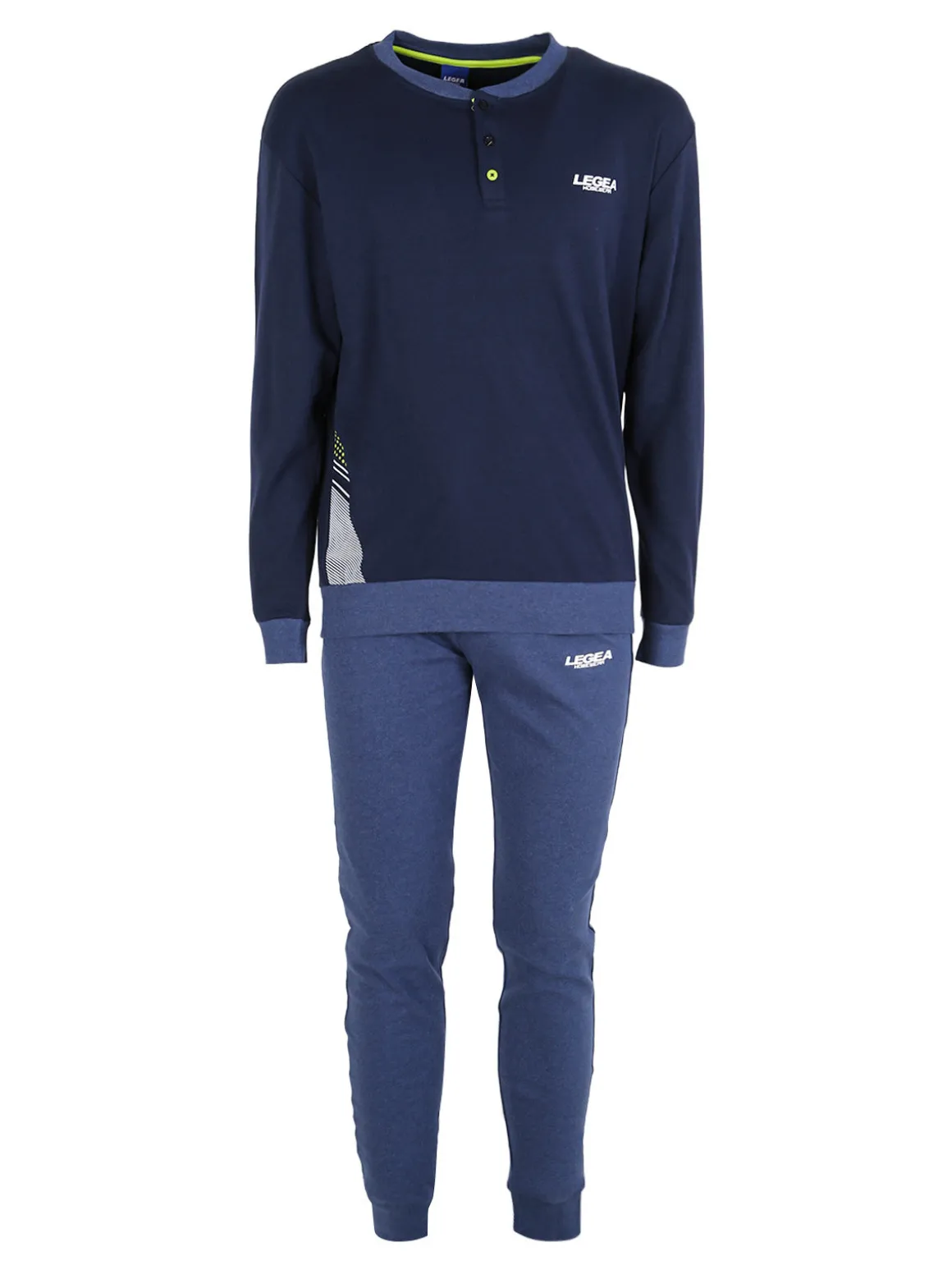 Legea Pigiama lungo da uomo in misto cotone interlock - blu