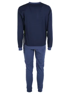 Legea Pigiama lungo da uomo in misto cotone interlock - blu