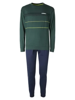 Legea Pigiama lungo da uomo in misto cotone interlock - verde