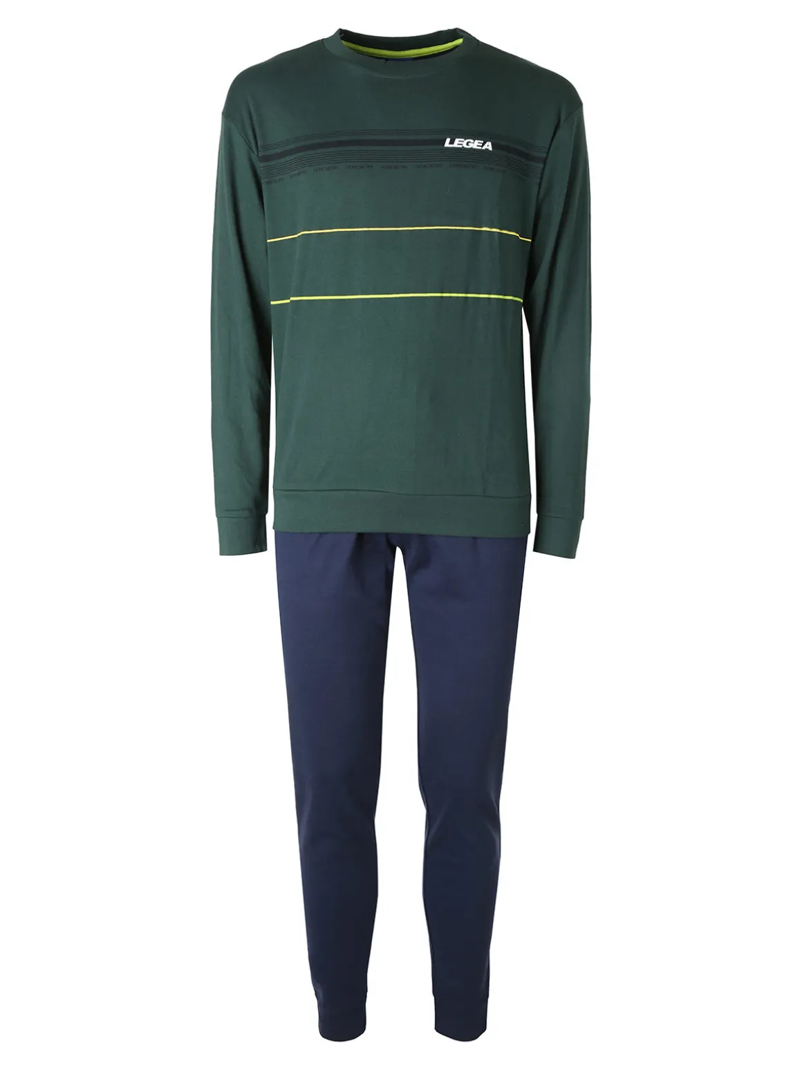 Legea Pigiama lungo da uomo in misto cotone interlock - verde
