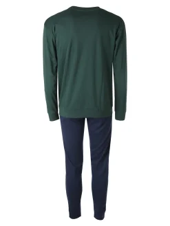 Legea Pigiama lungo da uomo in misto cotone interlock - verde