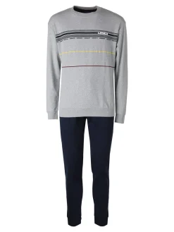 Legea Pigiama lungo da uomo in misto cotone interlock - grigio