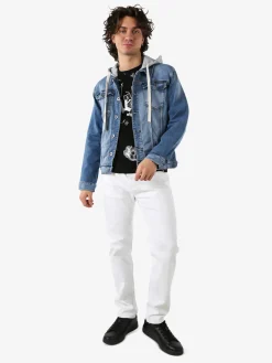 Leox Giacca in jeans da uomo con cappuccio in felpa - jeans
